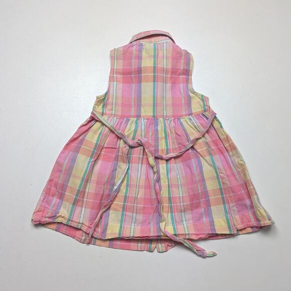 Ralph Lauren Dress Girls Size 18m Pink Pastel Plaid Sundress Collared - Picture 3 of 4